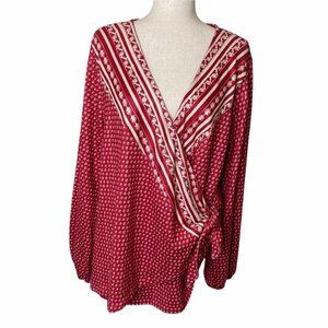 Suzanne Betro Wrap Shirt Blouse Top Womens 2X